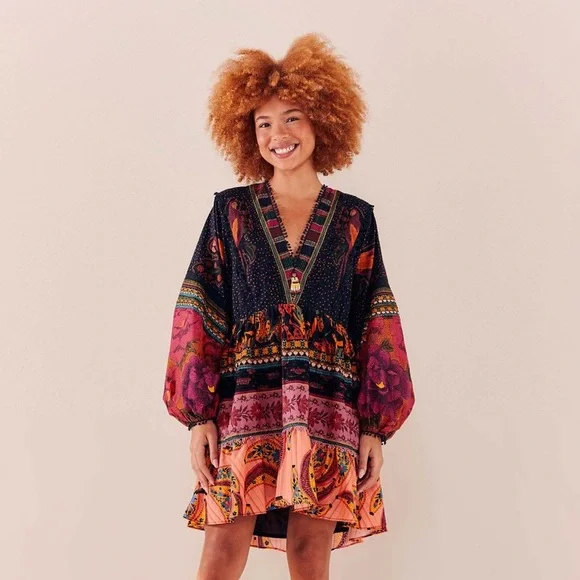 FARM RIO Mixed Patchwork Mini Dress (NWT) - Picture 3 of 14